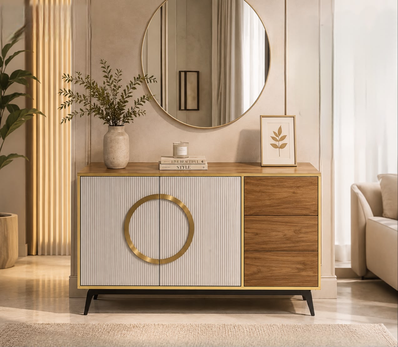 Gold Circle Credenza